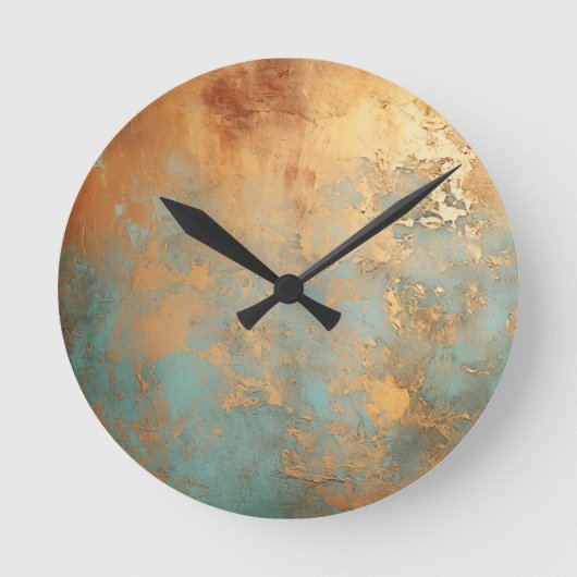 Copper Patina Rustic Ronde Klok (Voorkant)