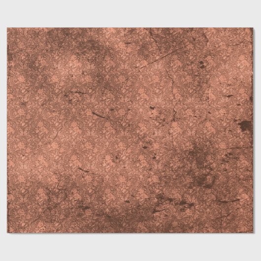 Copper Penny Distressed Gothic Damask Wrapping Pap Cadeaupapier (Vlak)
