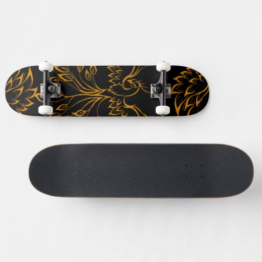 Copper Phoenix stijgt op zwart 2 Skateboard (Horizontaal)