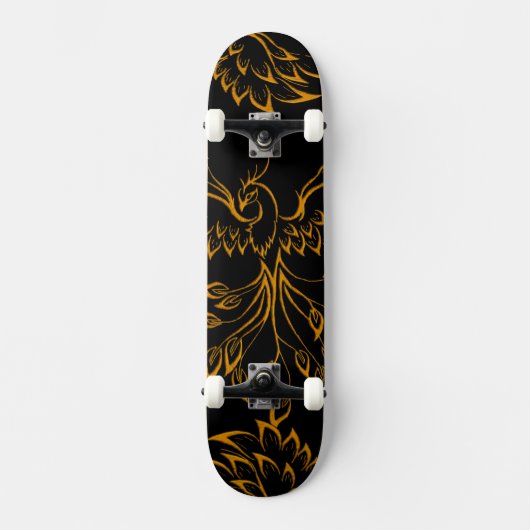 Copper Phoenix stijgt op zwart 2 Skateboard (Voorkant)