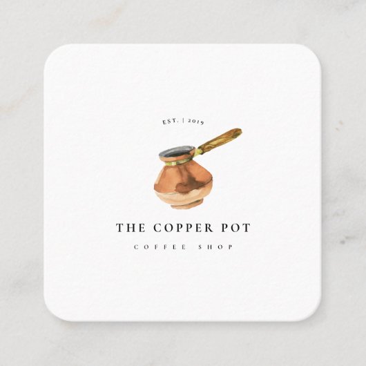Copper Pot Illustration Visitekaartje koffiewinkel (Voorkant)
