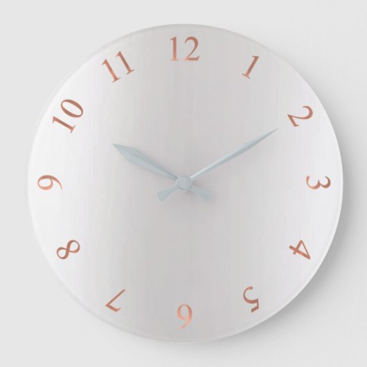 Copper Roos Gold Glitter Grey Silver US GB-nummers Grote Klok (Voorkant)