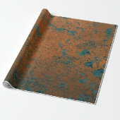 Copper Rust Blue Patina Metallic Abstract Blauwgro Cadeaupapier (Uitgerold)