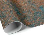 Copper Rust Blue Patina Metallic Abstract Blauwgro Cadeaupapier (Rol Hoek)
