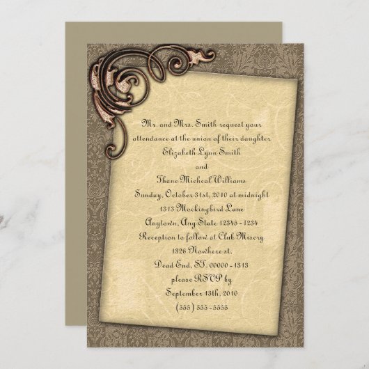 Copper Scroll Elegant Steampunk Weddenschap Kaart (Voorkant / Achterkant)