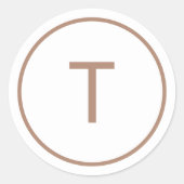 Copper Simple Modern Monogram Christmas Envelope Ronde Sticker (Voorkant)