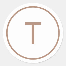 Copper Simple Modern Monogram Christmas Envelope Ronde Sticker