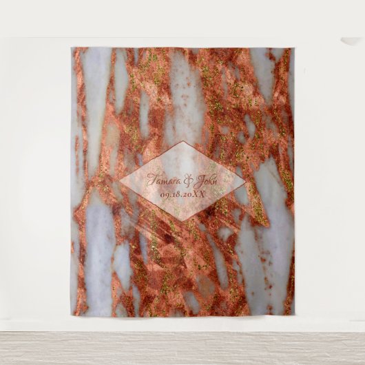 Copper Terracotta Marble Photo Booth Backdrop Wandkleed (Voorkant)