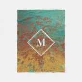 Copper Turquoise Metallic Texture Monogram Initiaa Fleece Deken (Voorkant)