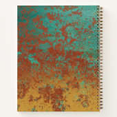 Copper Turquoise Metallic Texture Monogram Initiaa Notitieboek (Achterkant)