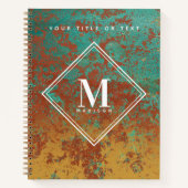 Copper Turquoise Metallic Texture Monogram Initiaa Notitieboek (Voorkant)