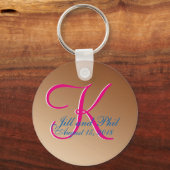 Copper Wedding Monogram Brown P:ecan Grote Waarde Sleutelhanger (Voorkant)