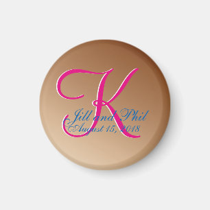 Copper Wedding Monogram Magneet
