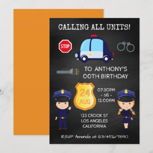 Cops en Robbers Birthday Chalkboard Kaart