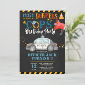 Cops & Robbers Birthday Party Invitation Kaart (Staand voorkant)