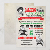Cops & Robbers Birthday Party Invitation Kaart (Voorkant / Achterkant)