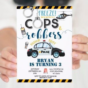 Cops & Robbers Birthday Party Invitation Kaart