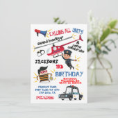 Cops & Robbers Birthday Party Invitation Kaart (Staand voorkant)