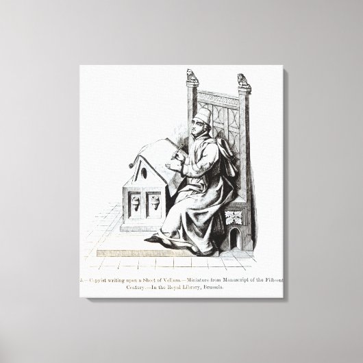 Copyist die op een blad van Vellum schrijft Canvas Afdruk (Voorkant)
