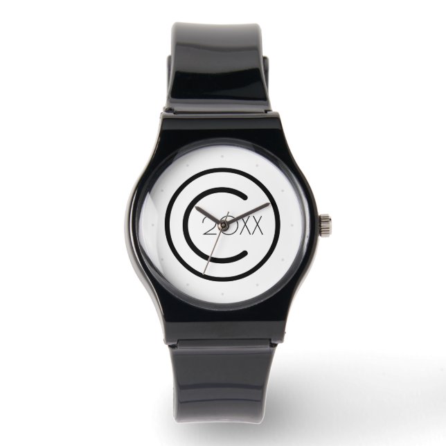 Copyright Yourself Modern Typografische Horloge (Voorkant)
