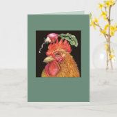 Coq avec carte de casquette radis (Fleur jaune)