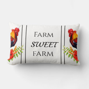 Coq avec des pavots Ferme Lancer Oreiller