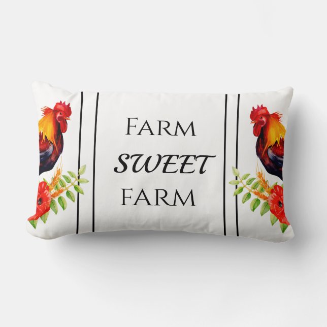 Coq avec des pavots Ferme Lancer Oreiller (Recto)