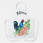 Coq avec fleurs Tablier personnalisé (Recto)