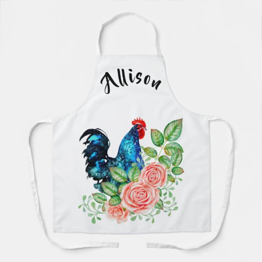 Coq avec fleurs Tablier personnalisé (Recto)
