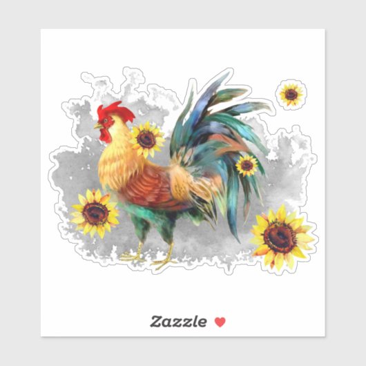 Coq avec Sticker en vinyle Coupé sur mesure (Feuille)