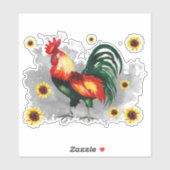 Coq avec Sticker en vinyle Coupé sur mesure (Feuille)