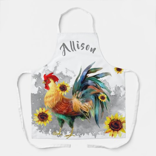 Coq avec tournesol Tablier personnalisé (Recto)