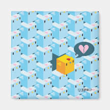 coq bleu aimant cube mignon poulet
