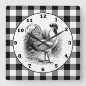 Coq de campagne horloge carreaux noir blanc (Recto)