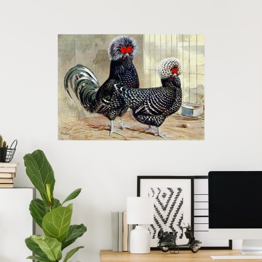 Coq de campagne mignon, pouce affiche de cuisine v (Bureau à domicile)