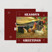 Coq de Noël Hen Barn Coop Farm Carte de vacances (Devant / Derrière)