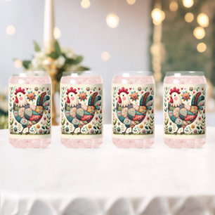 Coq en patchwork folklorique avec accents floraux
