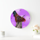 Coq Nosy Parker, Grand horloge murale rose. (Maison)