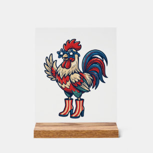 Coq Patriotique en Talons Hauts Chemise Gravure Vi