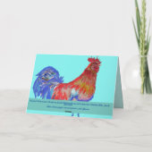 Coq Rouge et Bleu Aquarelle Carte Coq Aquatique (Dos)