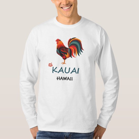 Coq sauvage de Kauai de long T-shirt hawaïen de (Devant)