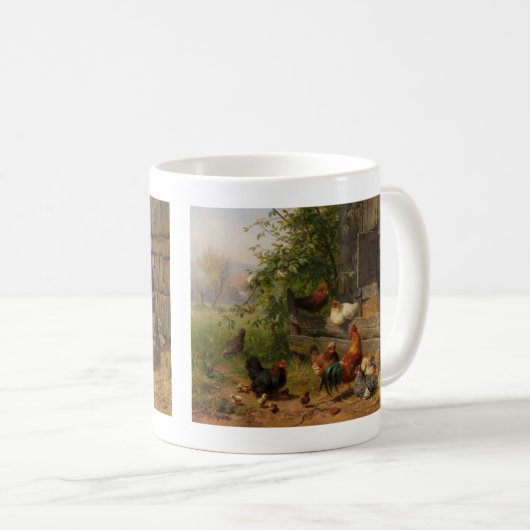 Coq vintage de pays et tasse de poulets (Devant droit)