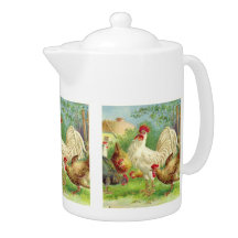 Coq vintage et poulets