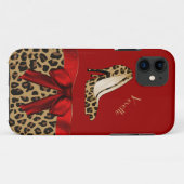 Coque à la mode Red & Jaguar Print iPhone 5 (Dos (Horizontal))