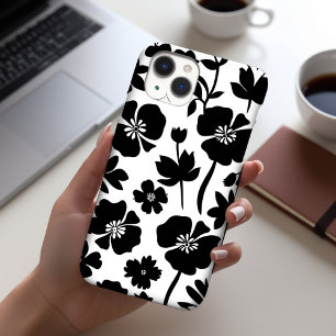 Coque à motifs floraux noir et blanc