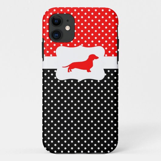 coque à points de la Polka rétro avec Dachshund (Dos)