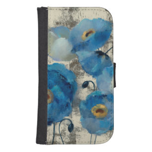 Coque Avec Portefeuille Pour Galaxy S4 Aigue-marine florale
