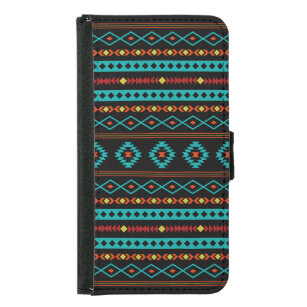 Coque Avec Portefeuille Pour Galaxy S5 Aztec Turquoise Rouges Jaune Noir Mixte Motifs Mot