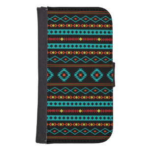 Coque Avec Portefeuille Pour Galaxy S4 Aztec Turquoise Rouges Jaune Noir Mixte Motifs Mot