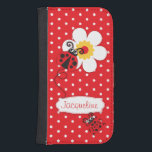 Coque Avec Portefeuille Pour Galaxy S4 Caisse rouge d'aileron d'iPhone de demoiselles de<br><div class="desc">La coccinelle/coccinelle rouges originales mignonnes sur une polka de rouge fleurit le coque iphone d'enfants. Lit Jacqueline ou vous pouvez personnaliser avec votre propre nom. Exclusivement conçu par Sarah Trett.</div>
